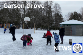 Children skating on ice rink